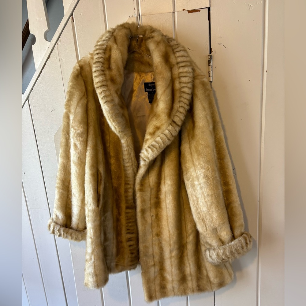 Dennis by Dennis Basso Faux Fur Tan Coat Size L